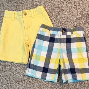 Janie and Jack Yellow Solid and Plaid Cotton Spring Shorts Bundle- 2T